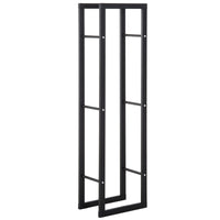 Easycomfort Porta Legna Verticale in Metallo Nero da Interni ed Esterni con Portata 100 kg max, 40x25x150 cm