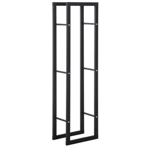 Easycomfort Porta Legna Verticale in Metallo Nero da Interni ed Esterni con Portata 100 kg max, 40x25x150 cm