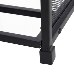 Easycomfort Portalegna da Interno ed Esterno in Metallo con Ganci e 4 Attrezzi Inclusi, 39x39x68cm, Nero