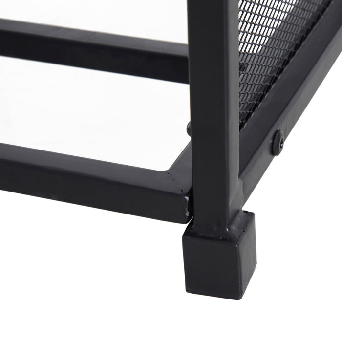 Easycomfort Portalegna da Interno ed Esterno in Metallo con Ganci e 4 Attrezzi Inclusi, 39x39x68cm, Nero