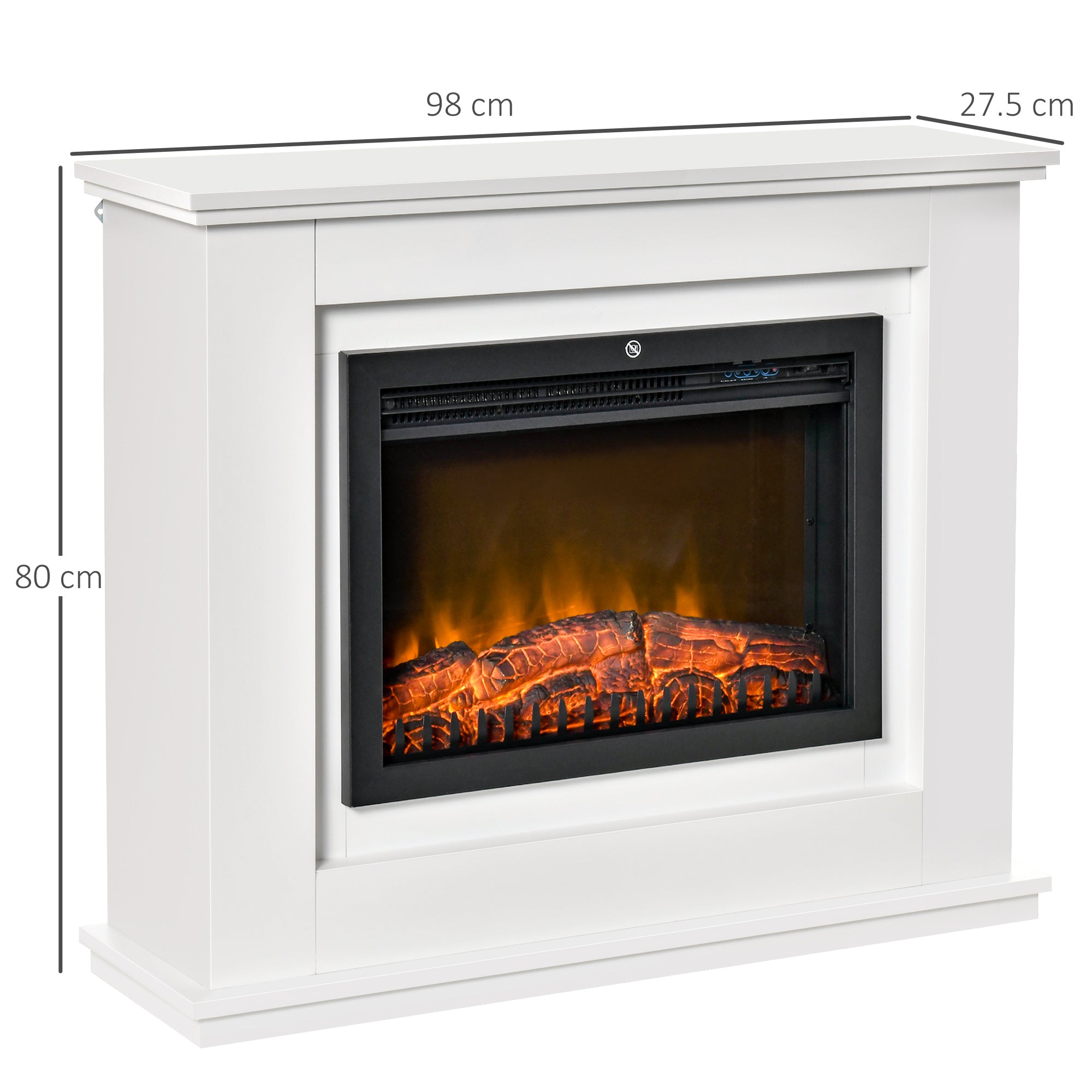 EASYCOMFORT  Camino Elettrico Effetto Fiamma Realistico con Cornice in Legno - Bianco