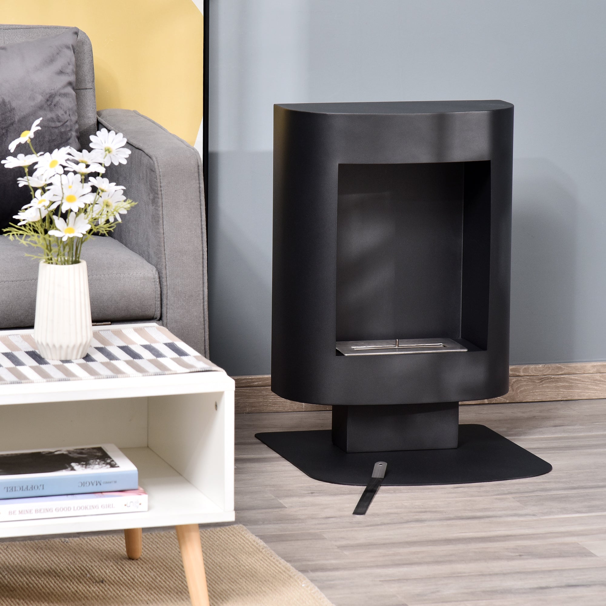 Easycomfort Camino a Bioetanolo con Serbatoio da 1.5L, Copertura fino 20㎡, 46.5x53x65cm, Nero