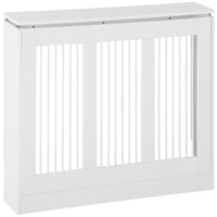 Easycomfort Copritermosifone a Doghe Moderno ed Elegante per la Casa, in MDF e Acciaio, 90x18x84cm, Bianco
