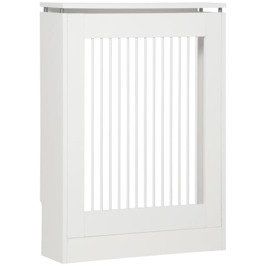 EasyComfort Copritermosifone a Doghe Moderno ed Elegante per la Casa, in MDF e Acciaio, 60x18x84cm, Bianco