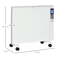EasyComfort Stufetta Elettrica da 1000/2000W con Timer e Impostazioni di Calore per Stanze max 15 m², 75x31x66.5 cm, Bianco