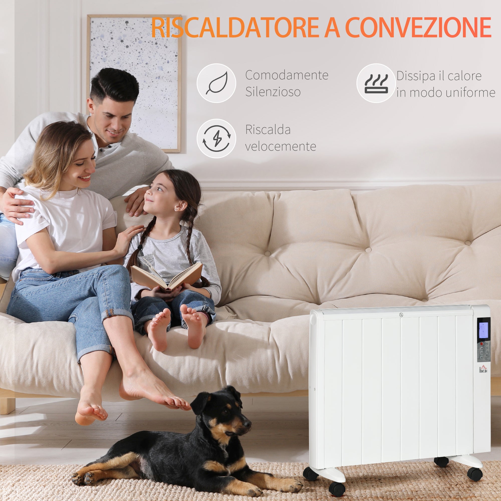 EasyComfort Stufetta Elettrica da 1000/2000W con Timer e Impostazioni di Calore per Stanze max 15 m², 75x31x66.5 cm, Bianco
