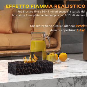 Easycomfort Camino a Bioetanolo da Tavolo con Bruciatore da 1.15L e Pannello in Vetro, 33x16x18cm, Nero