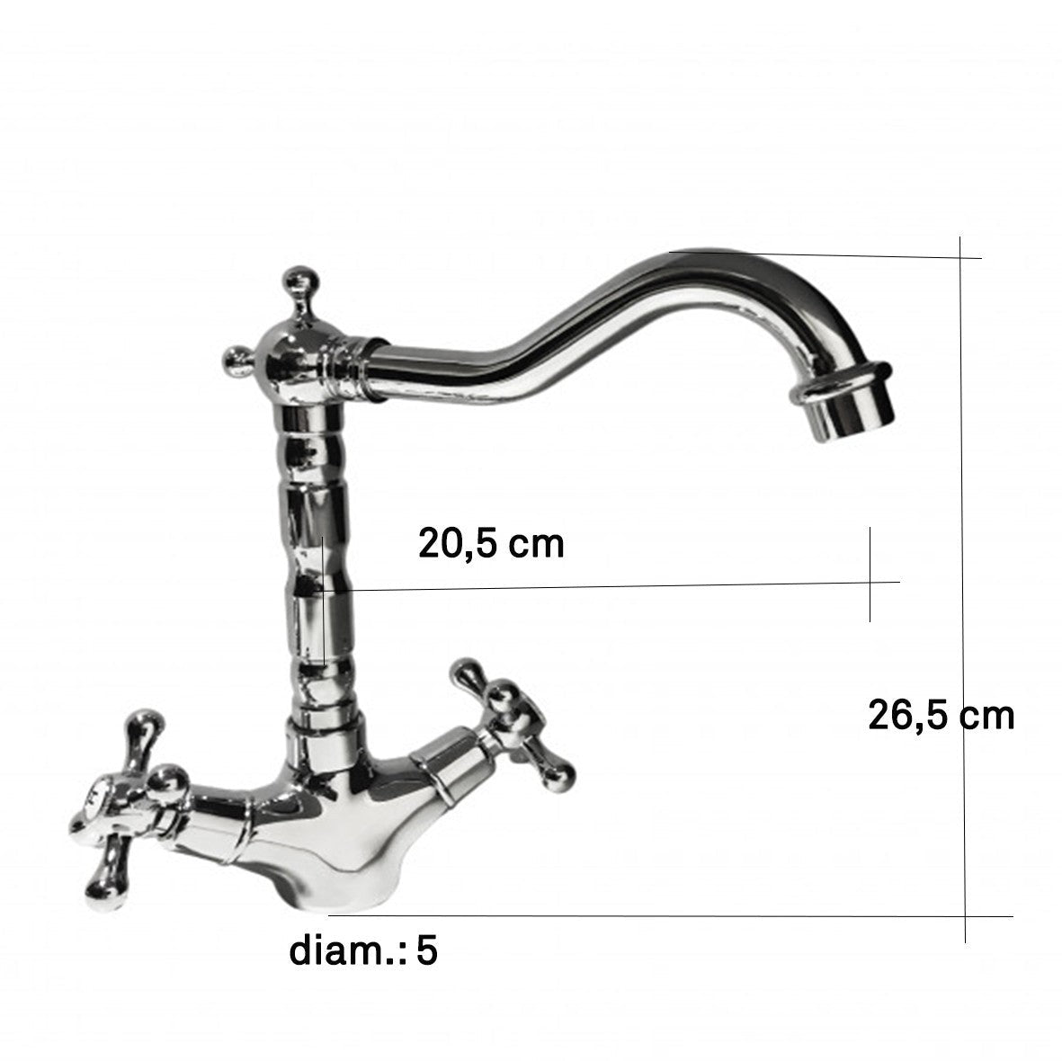 Rubinetto artistico vintage per bagno o cucina, belle epoque maniglia a stella