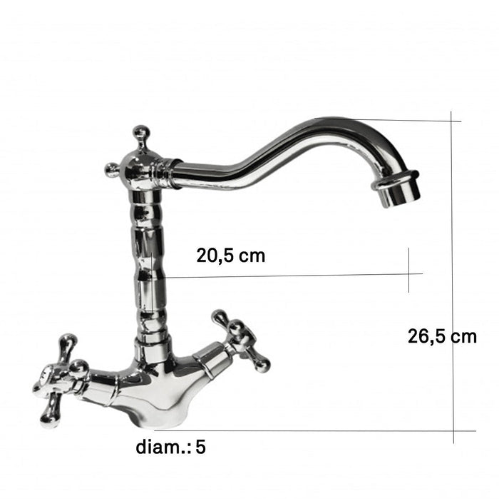 Rubinetto artistico vintage per bagno o cucina, belle epoque maniglia a stella