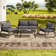Set da giardino modulare a 5 posti con 2 tavolini impilabili; struttura in ferro zincato; grigio