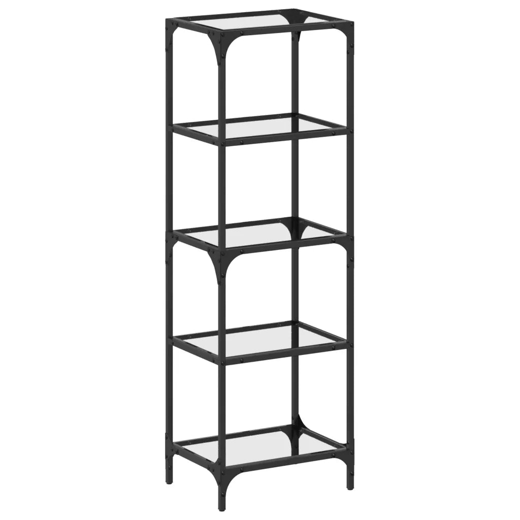 vidaXL Scaffale con Piano in Vetro Trasparente 40x30x123cm in Acciaio