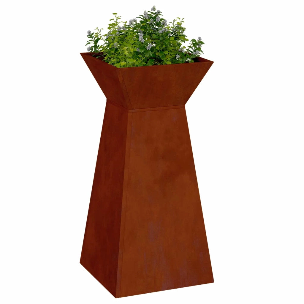 2 pz Fioriere | Cassetta per fiori | Vaso a Pilastro Argento 35 x 35 x 73 cm