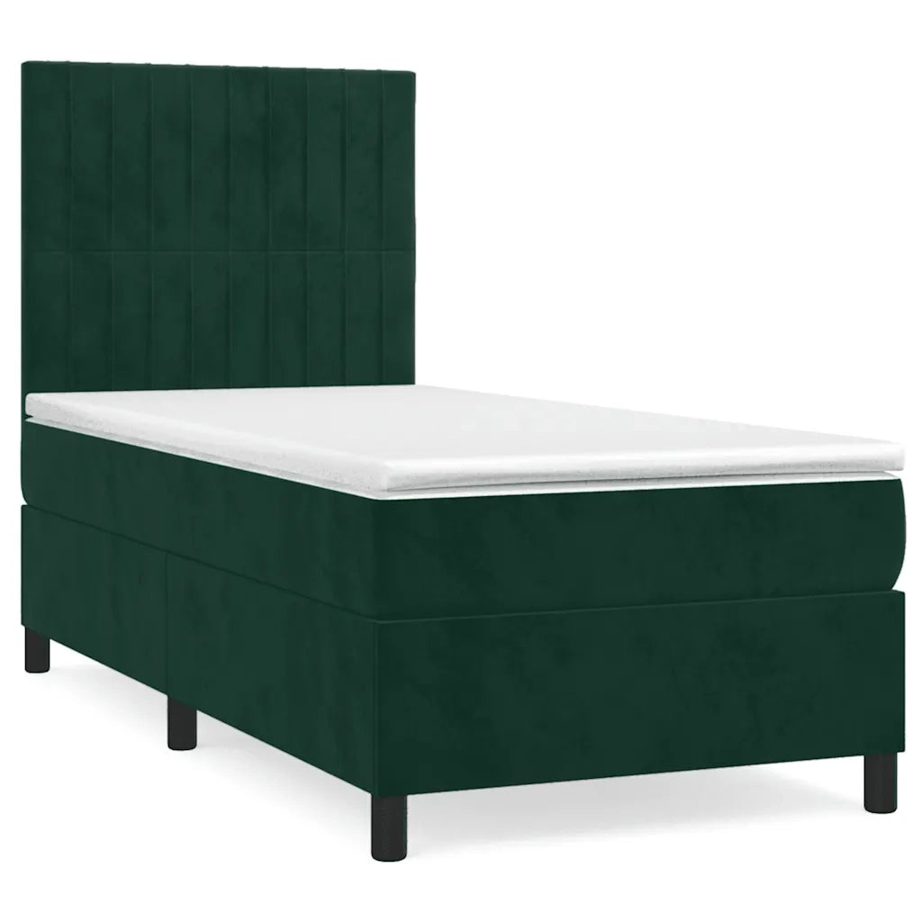 Giroletto a Molle con Materasso Verde Scuro 100x200 cm Velluto 3143130