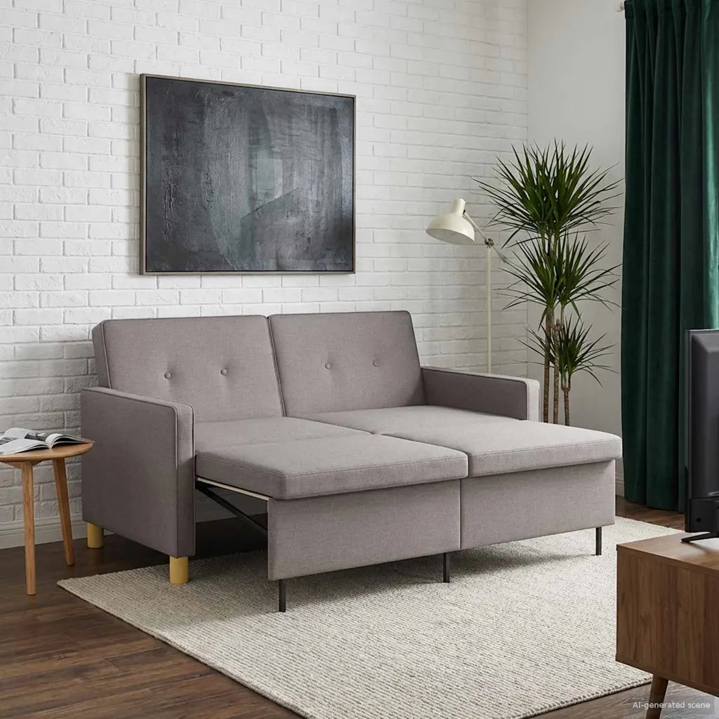 Divano letto | Sof¨¤ letto | Letto singolo Estraibile Tortora Tessuto