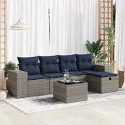 Set Divano da Giardino 6 pz con Cuscini Grigio in Polyrattan