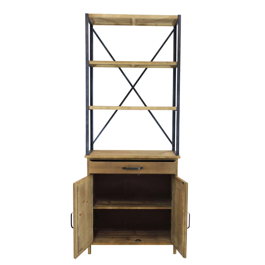 EUGENE MOBILE ALTO 2 RIPIANI, CASSETTO E ANTE 73,5X37,5X186CM LEGNO NATURALE