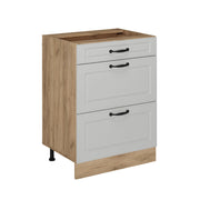 Vicco Mobiletto base per cucina Bianco casa di campagna 60 cm con cassetti, senza piano di lavoro