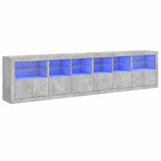 Credenza | Madia | Buffet da pranzo | Armadio da pranzo con Luci LED Grigio Cemento 283x37x67 cm