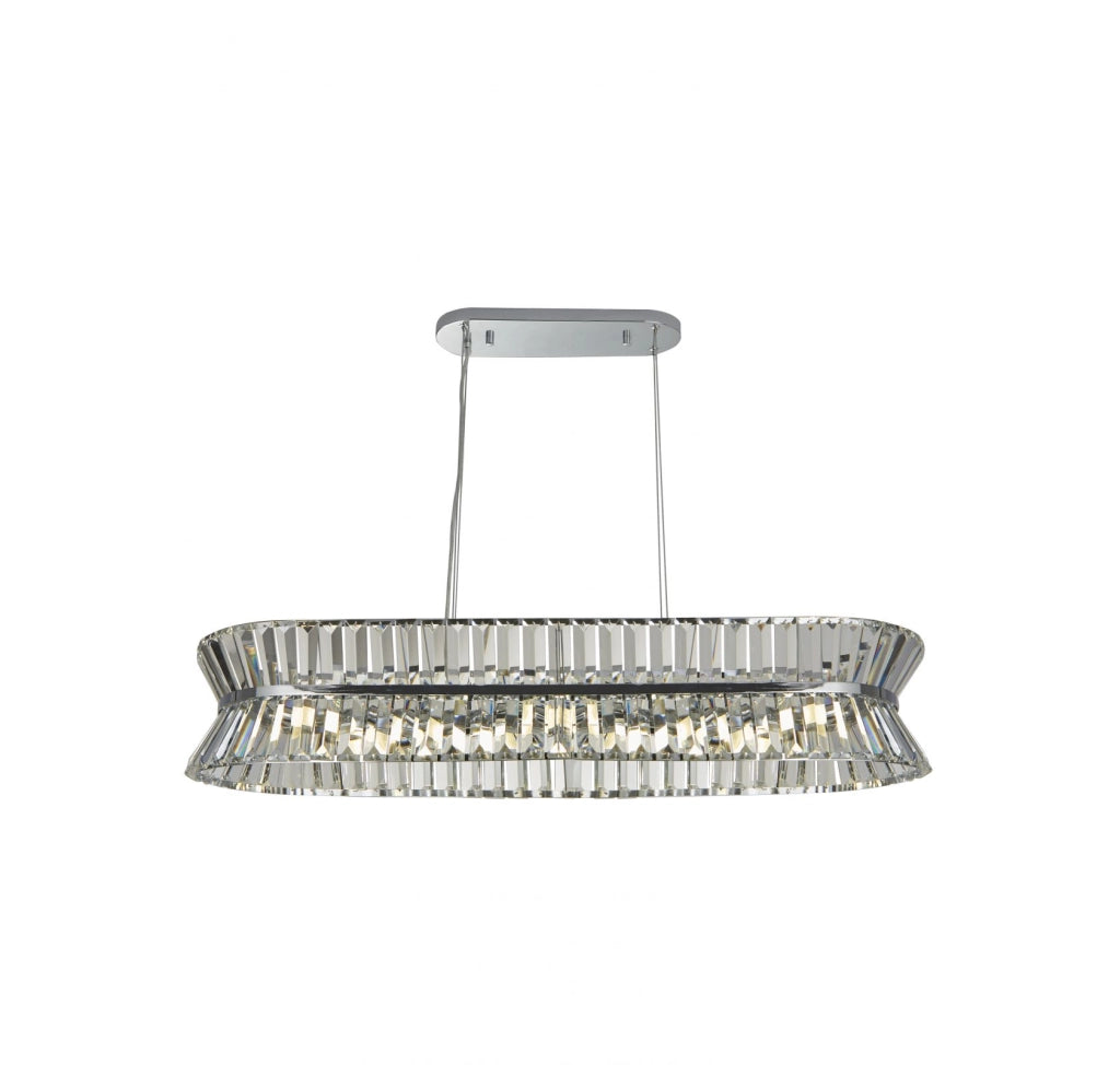 Uptown 10Lt Oval Pendant - Metallo cromato e cristallo trasparente