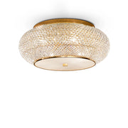 Plafoniera Contemporanea Pasha' Metallo-Cristallo Oro 10 Luci E14