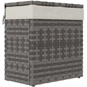 Cesta Contenitore da Giardino in Rattan con Tessuto Interno ¨C zephmum ¨C Grigio 57x34x62cm