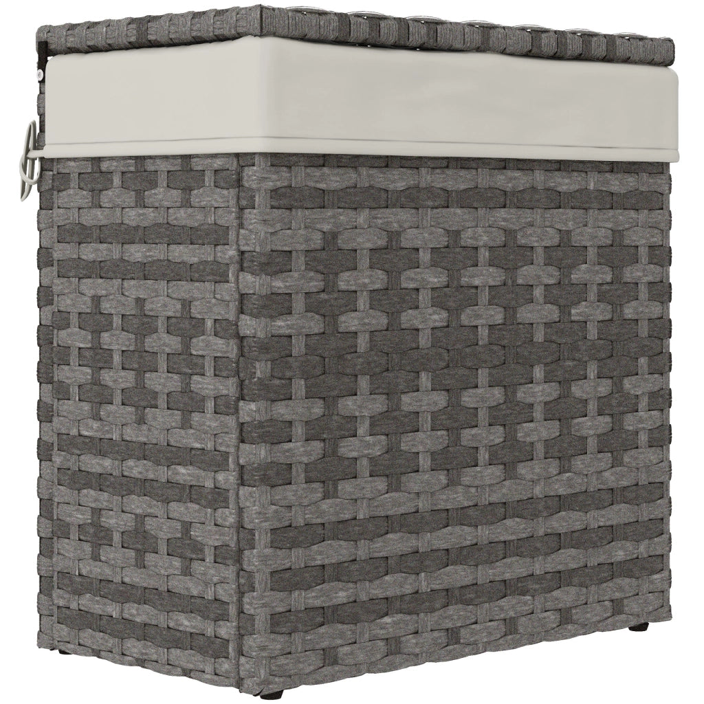 Cesta Contenitore da Giardino in Rattan con Tessuto Interno ¨C zephmum ¨C Grigio 57x34x62cm