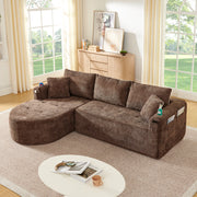 Divano Angolare L-Form con Braccioli e Portabicchieri ¨C MINIMAL ¨C Lino Beige
