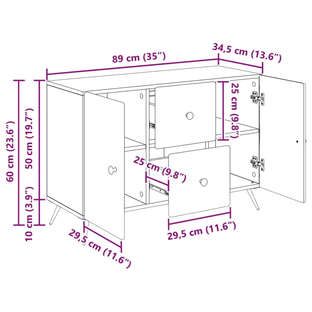 Credenza Bianco 89 x 34,5 x 60 cm Legno ingegnerizzato 895575