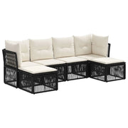 Set Divano da Giardino 6 pcs Nero polyrattan 3434302