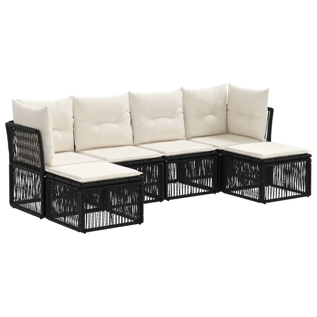 Set Divano da Giardino 6 pcs Nero polyrattan 3434302
