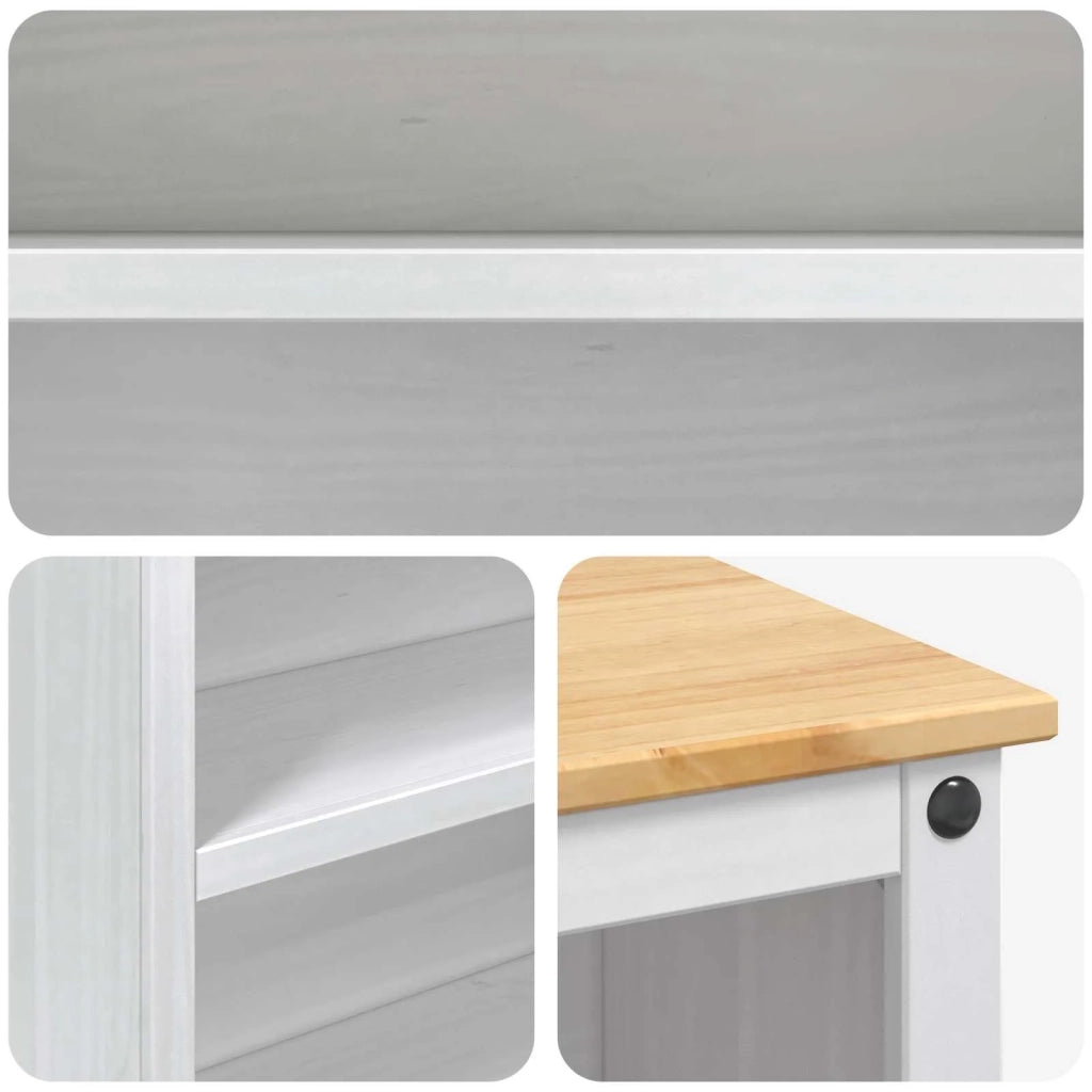 Carrello da Cucina 2 pcs Bianco e Cera di Miele Pino Massello 3425381