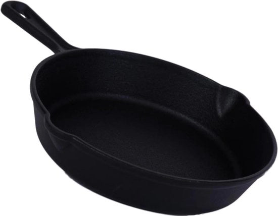 Piatto in acciaio inox 22 cm con cucchiai di servizio e manico - resistente alle graffi e antiaderente - per grigliare, spennellare, saltare - resistente al calore.
