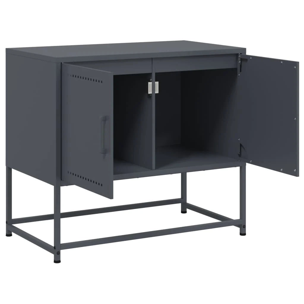 Mobile TV multimediale scaffale TV credenza mobile TV sala da pranzo soggiorno camera da letto antracite 68,5 x 39 x 60,5 cm acciaio antracite 02_0026406