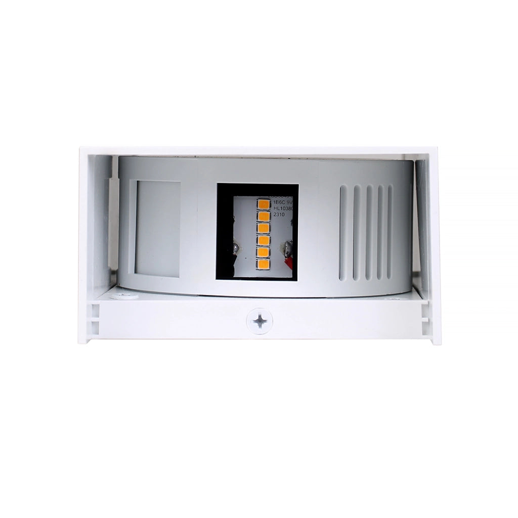 APPLIQUE LED DA ESTERNO RETTANGOLARE 10W IN ALLUMINIO BIANCO LUCE CALDA - DOPPIA EMISSIONE DI LUCE REGOLABILE