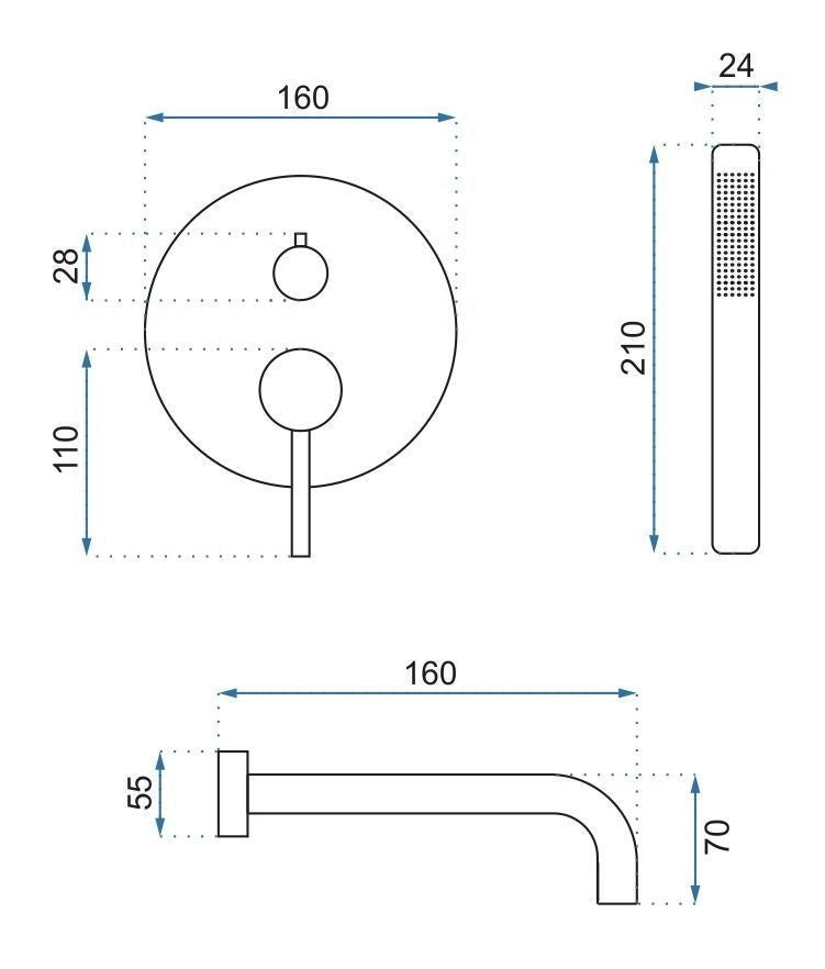 Rubinetto Da Vasca Da Incasso Rea Lungo Chrom + Box