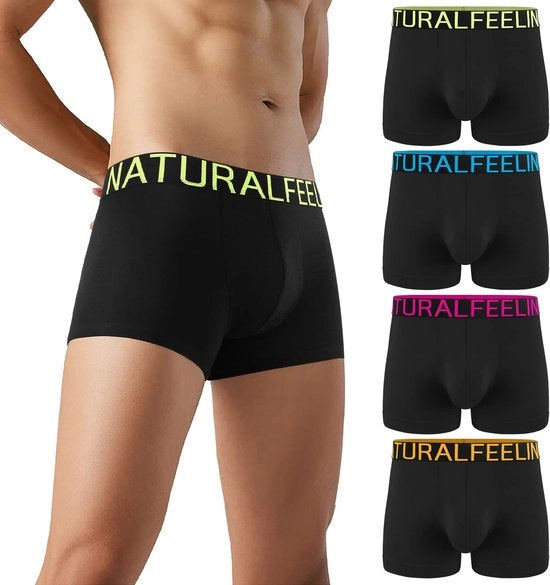 Boxer da Uomo 4 pezzi - Sottoveste di Cotone - Modella Comoda - Tecnologia Innovativa - Colori Nero/Grigio - Dimensioni S/XXL