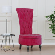 Sedia Schienale Alto Design Bottoni Velluto Rosso Vino Chiaro 352467