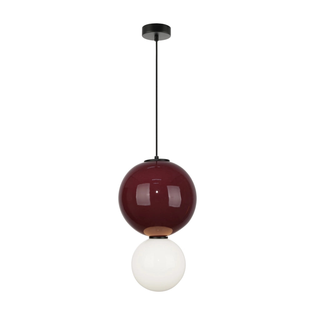 Sospensione moderna bordeaux/bianca 2 sfere Ø25 LED7W Italux