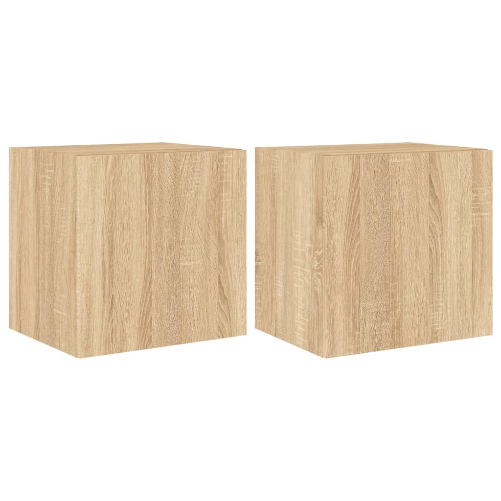 Mobile TV multimediale da parete mensola TV credenza TV sala da pranzo soggiorno camera da letto luci LED 2 pezzi rovere Sonoma 40,5 x 35 x 40 cm marrone 02_0029175