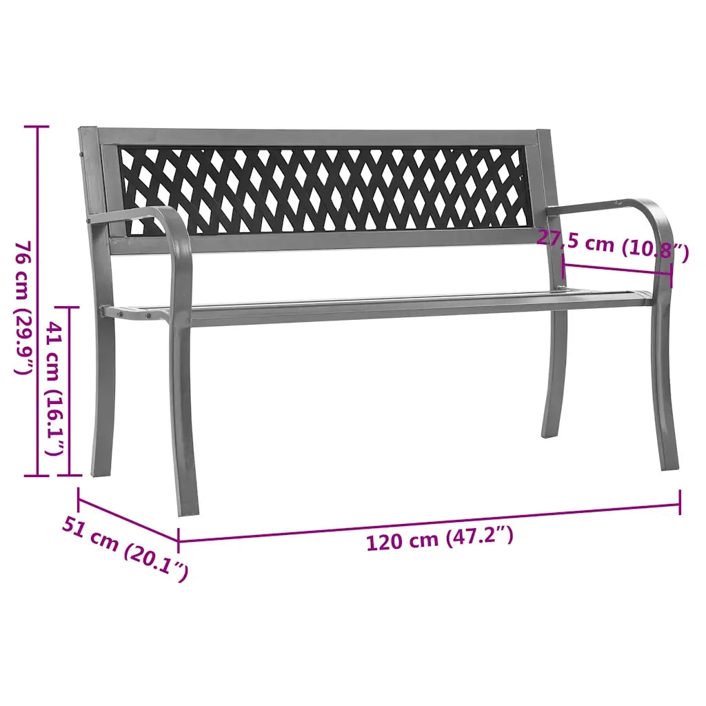 Panca da Giardino Nera 120 cm Acciaio