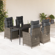 Set da Pranzo da Giardino 5 pz con Cuscini in Polyrattan Grigio 3213218