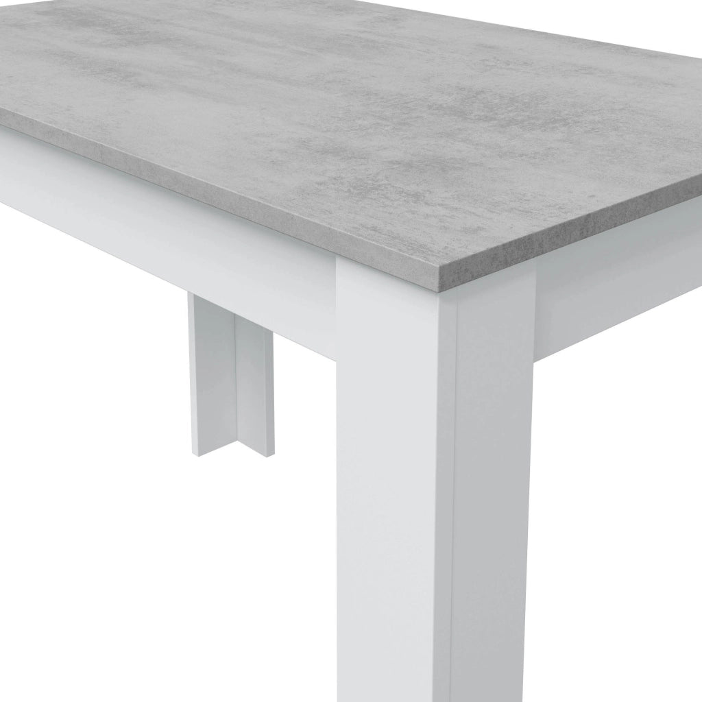 Tavolo fisso Anat, Tavolo per sala pranzo, Tavolo consolle moderno per salotto o cucina, cm 109x67x78, Bianco e Cemento