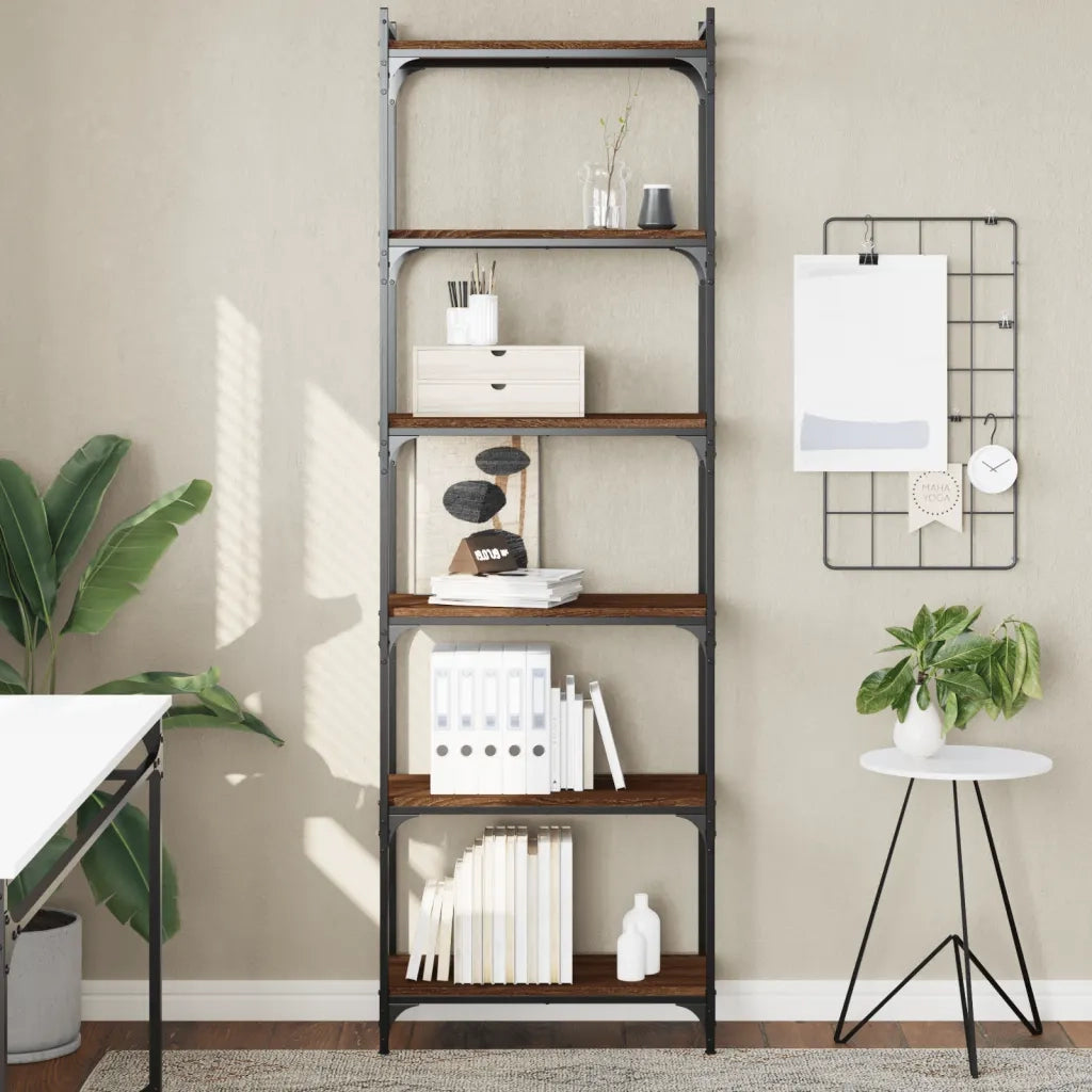 Libreria 6 Ripiani Rovere Marrone 60x30x188cm Legno Multistrato 837666