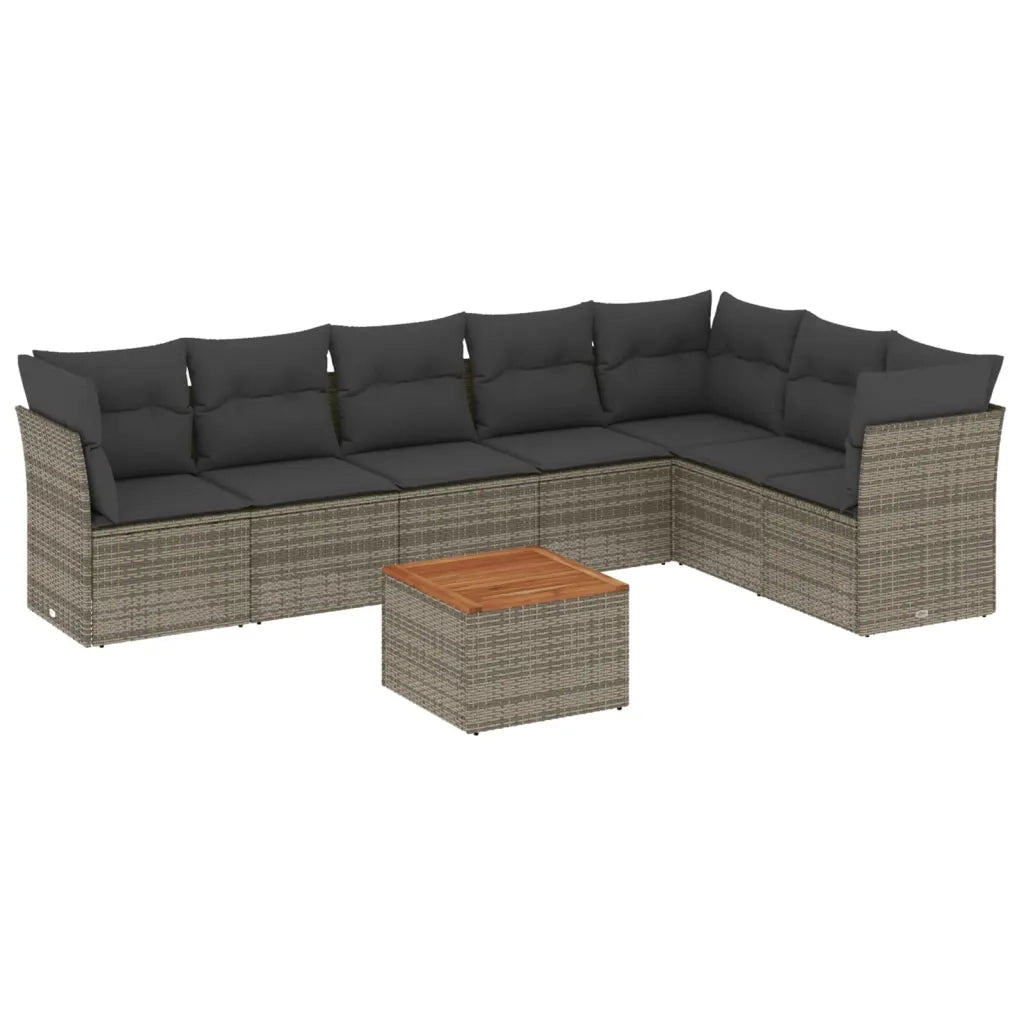 Set Divano da Giardino 8 pz con Cuscini Grigio in Polyrattan 3223680