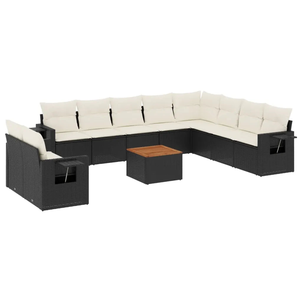 Set Divani da Giardino 11 pz con Cuscini in Polyrattan Nero 3256966