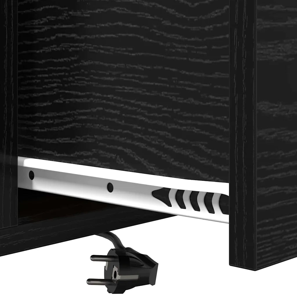 vidaXL Comò con stazione di ricarica Rovere nero Legno multistrato