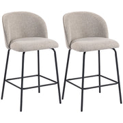 Set di 2 Sedie da Bar con Schienale e Poggiapiedi ¨C zephmum ¨C Grigio Chiaro