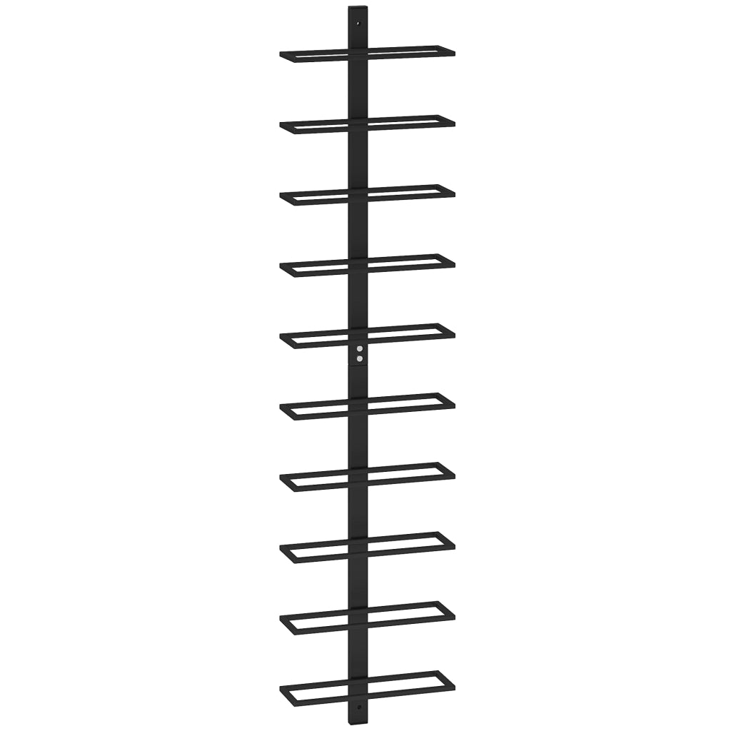 Porta bottiglie da parete per 10 bottiglie di vino in acciaio nero