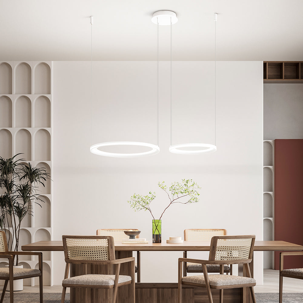 Sospensione Moderna Edge Alluminio Bianco Acrilico Led 99W 3000K