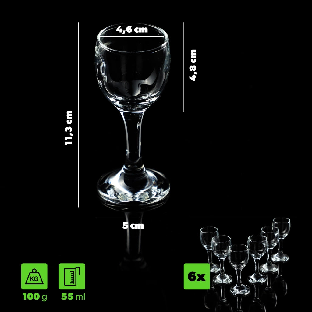 Set di 6 bicchieri KADAX da 55 ml per liquori, vodka e tinture.